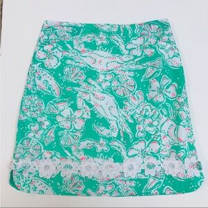 Lilly Pulitzer Corrie Skirt Beach Bash Glenda Green Vintage Print